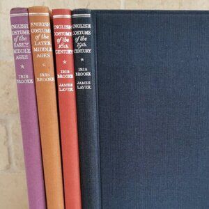 Set of 4 English Costumes in History Books Vintage 1950s Play Designers Fashion